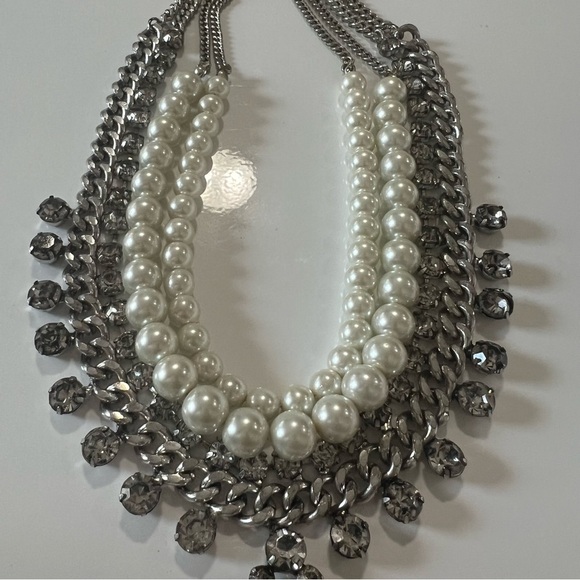 Belle Badgley Mischka Rhinestone and Faux Pearl Statement Necklace - Picture 7 of 11